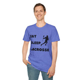 Lacrosse T-Shirt - Eat Sleep Lacrosse Design: A must for all Lacrosse players and fans to spread the popularity