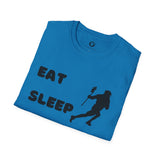 Lacrosse T-Shirt - Eat Sleep Lacrosse Design: A must for all Lacrosse players and fans to spread the popularity