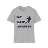 Lacrosse T-Shirt - Eat Sleep Lacrosse Design: A must for all Lacrosse players and fans to spread the popularity