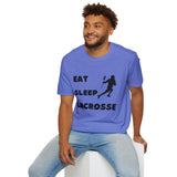 Lacrosse T-Shirt - Eat Sleep Lacrosse Design: A must for all Lacrosse players and fans to spread the popularity