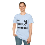 Lacrosse T-Shirt - Eat Sleep Lacrosse Design: A must for all Lacrosse players and fans to spread the popularity