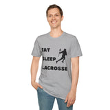 Lacrosse T-Shirt - Eat Sleep Lacrosse Design: A must for all Lacrosse players and fans to spread the popularity