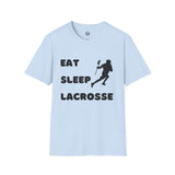 Lacrosse T-Shirt - Eat Sleep Lacrosse Design: A must for all Lacrosse players and fans to spread the popularity