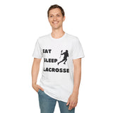 Lacrosse T-Shirt - Eat Sleep Lacrosse Design: A must for all Lacrosse players and fans to spread the popularity