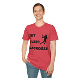 Lacrosse T-Shirt - Eat Sleep Lacrosse Design: A must for all Lacrosse players and fans to spread the popularity
