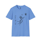 Volleyball Cat Unisex T-Shirt - Cat Playing Volleyball with Japanese Script Design