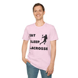 Lacrosse T-Shirt - Eat Sleep Lacrosse Design: A must for all Lacrosse players and fans to spread the popularity