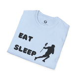 Lacrosse T-Shirt - Eat Sleep Lacrosse Design: A must for all Lacrosse players and fans to spread the popularity