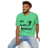 Lacrosse T-Shirt - Eat Sleep Lacrosse Design: A must for all Lacrosse players and fans to spread the popularity