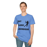 Lacrosse T-Shirt - Eat Sleep Lacrosse Design: A must for all Lacrosse players and fans to spread the popularity