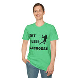 Lacrosse T-Shirt - Eat Sleep Lacrosse Design: A must for all Lacrosse players and fans to spread the popularity