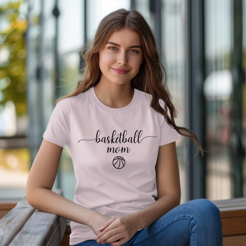 Basketball Mom T-Shirt in Elegant Script